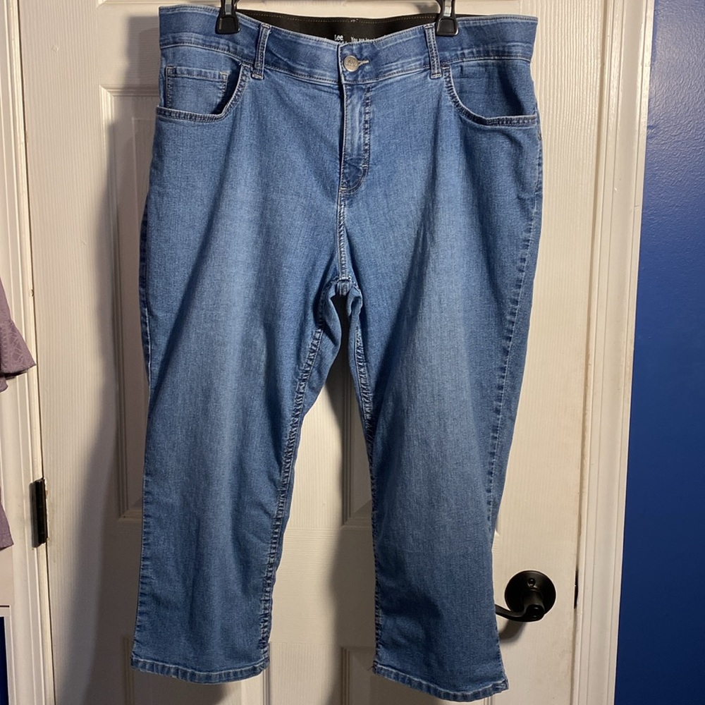 Lee Rider Ankle Cropped Denim Blue Jeans Classic Style 18W
